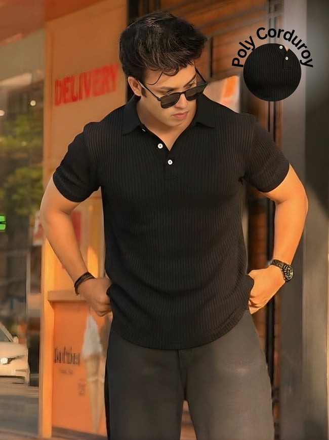 Men Black Polo T-Shirt