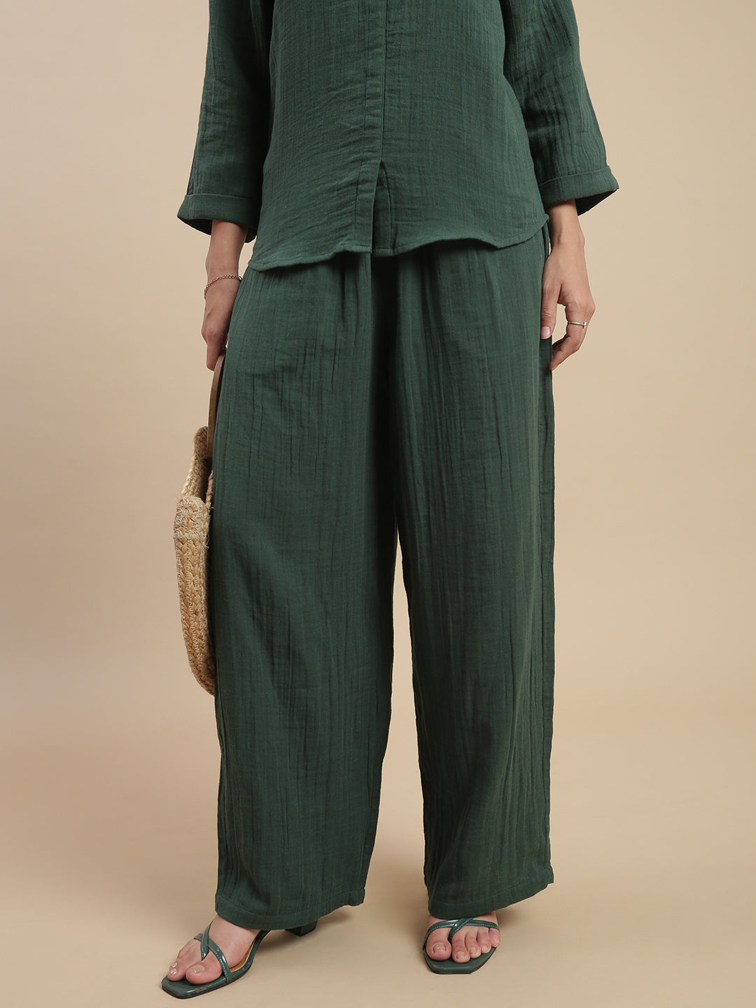 Women Green Casual Pants