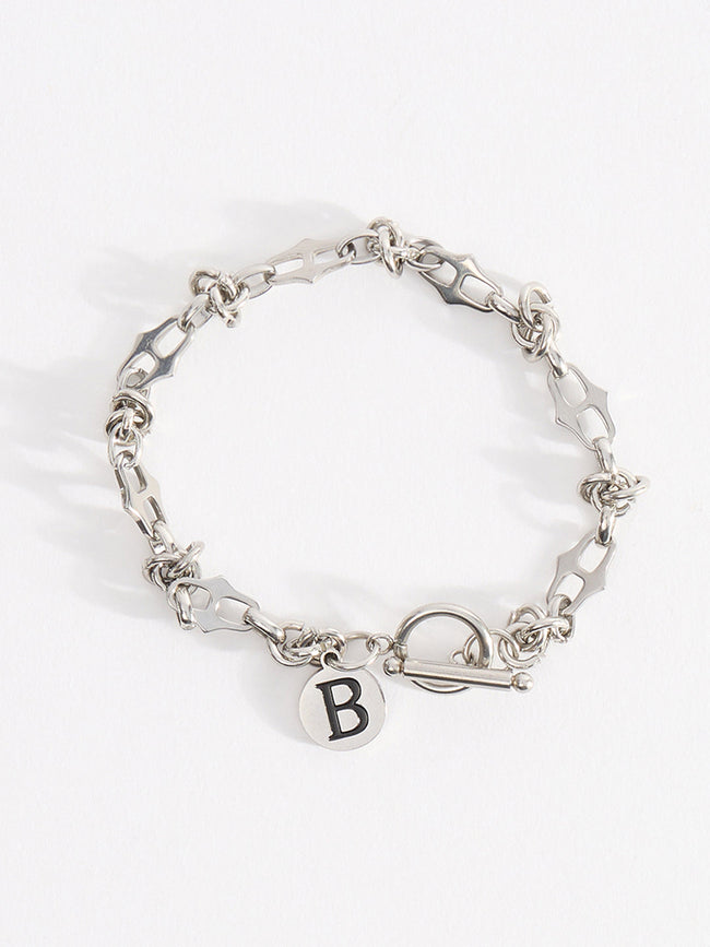 Men Stainless Steel Braclet With Toggle Clasp Closure