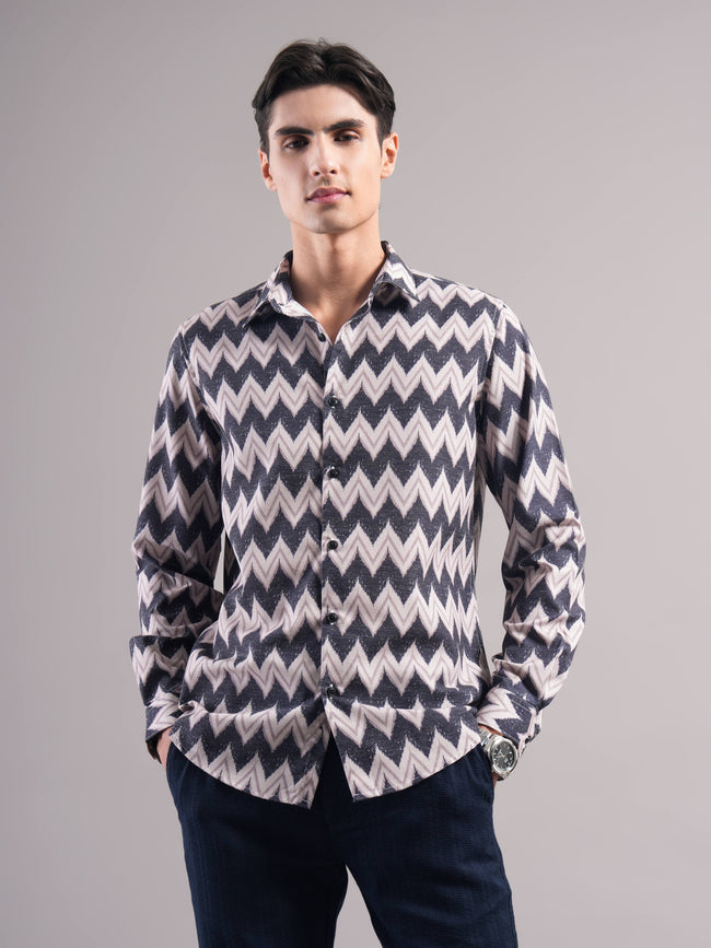 Men Black Printed Casual Shirt