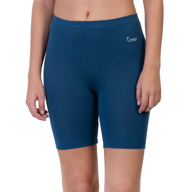 Women Blue Thigh Length Cycling Shorts