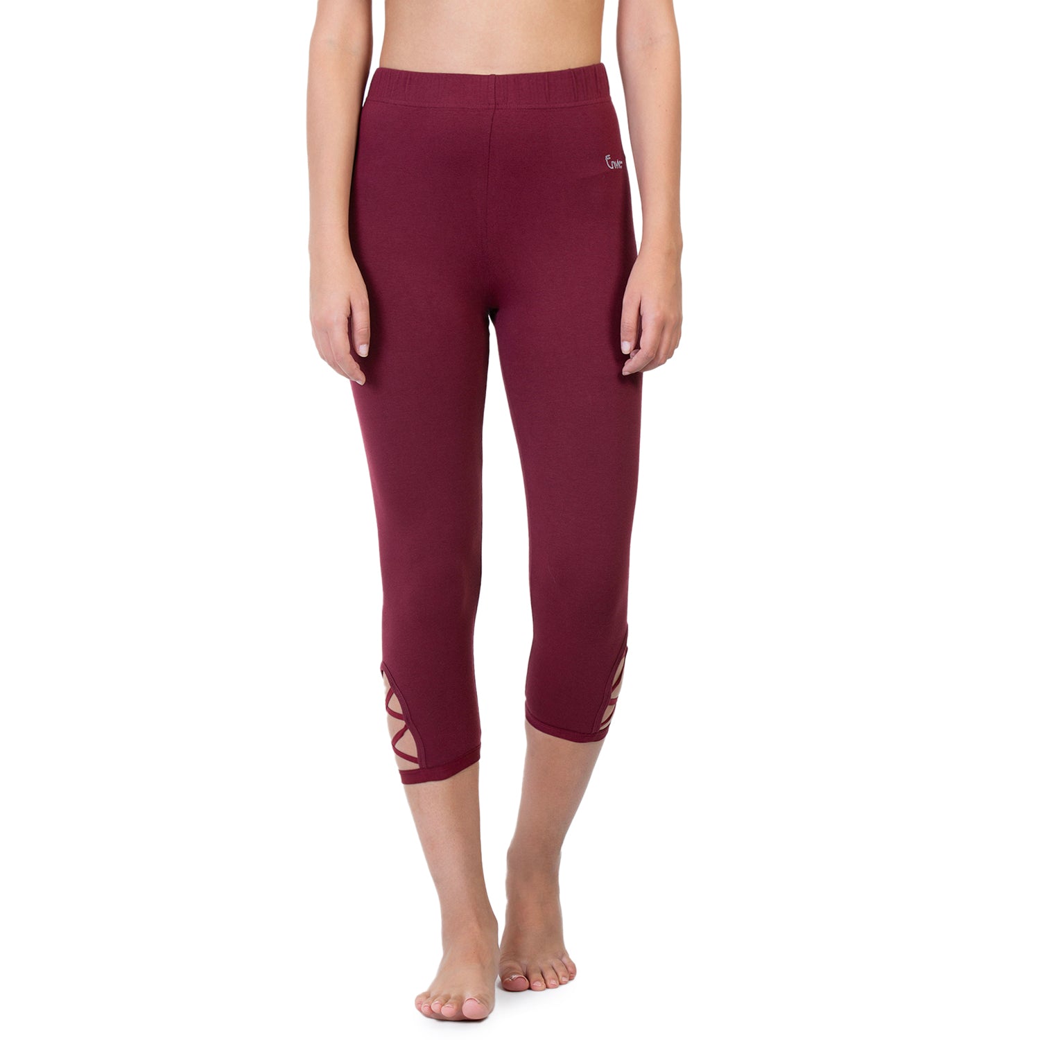 Women Wine 3/4th Criss Cross Capri Pant