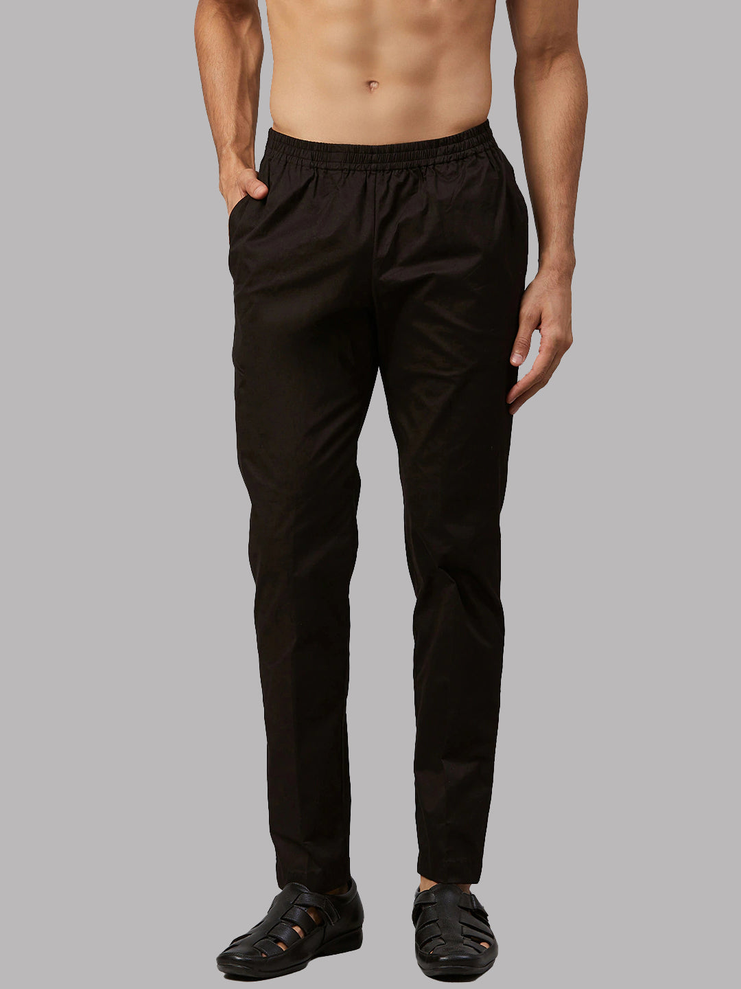 Men Black Solid Pyjamas