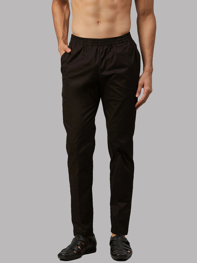 Men Black Solid Pyjamas