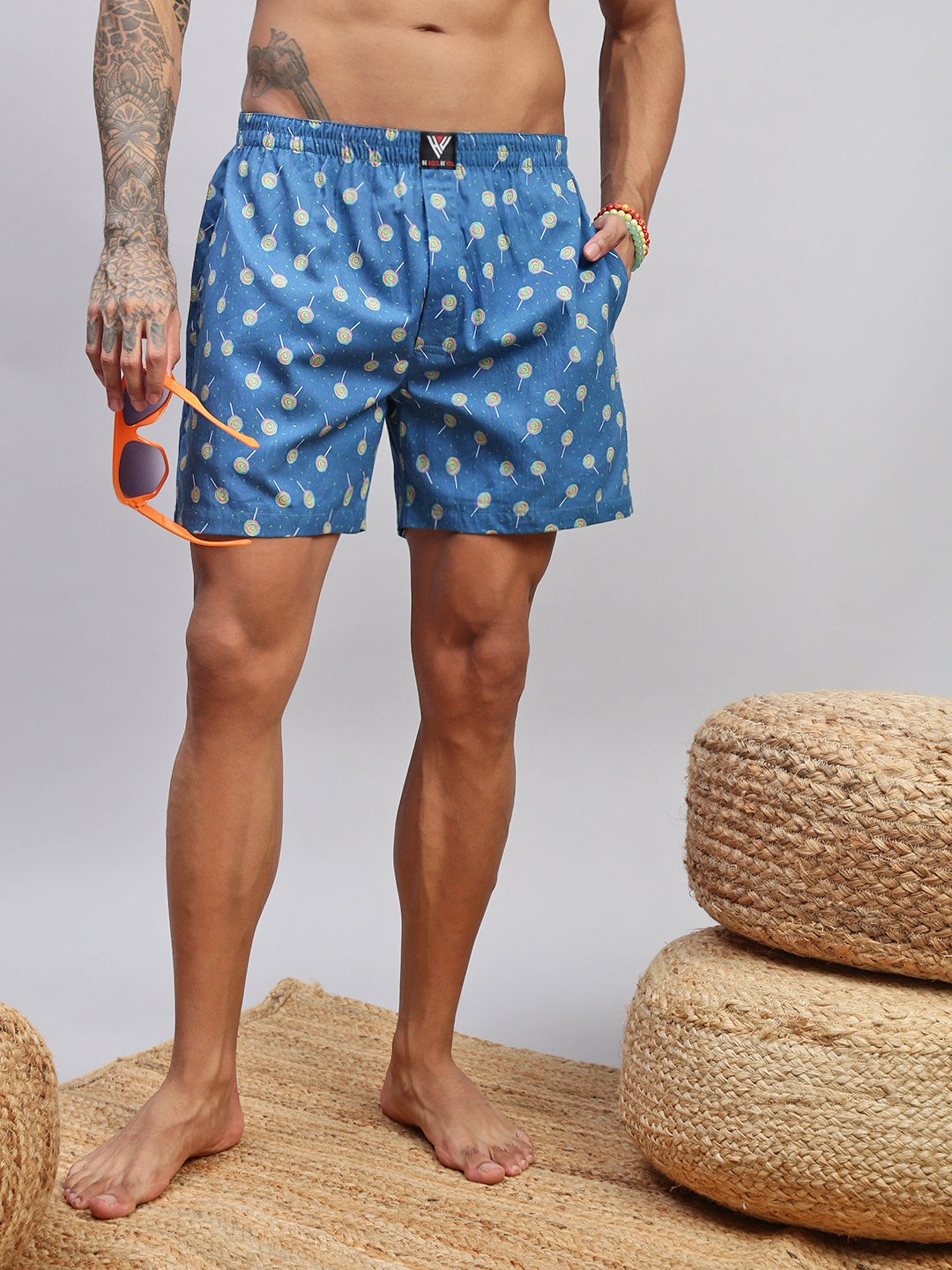 Men Pack of 2 Printed Cotton Boxer Shorts
