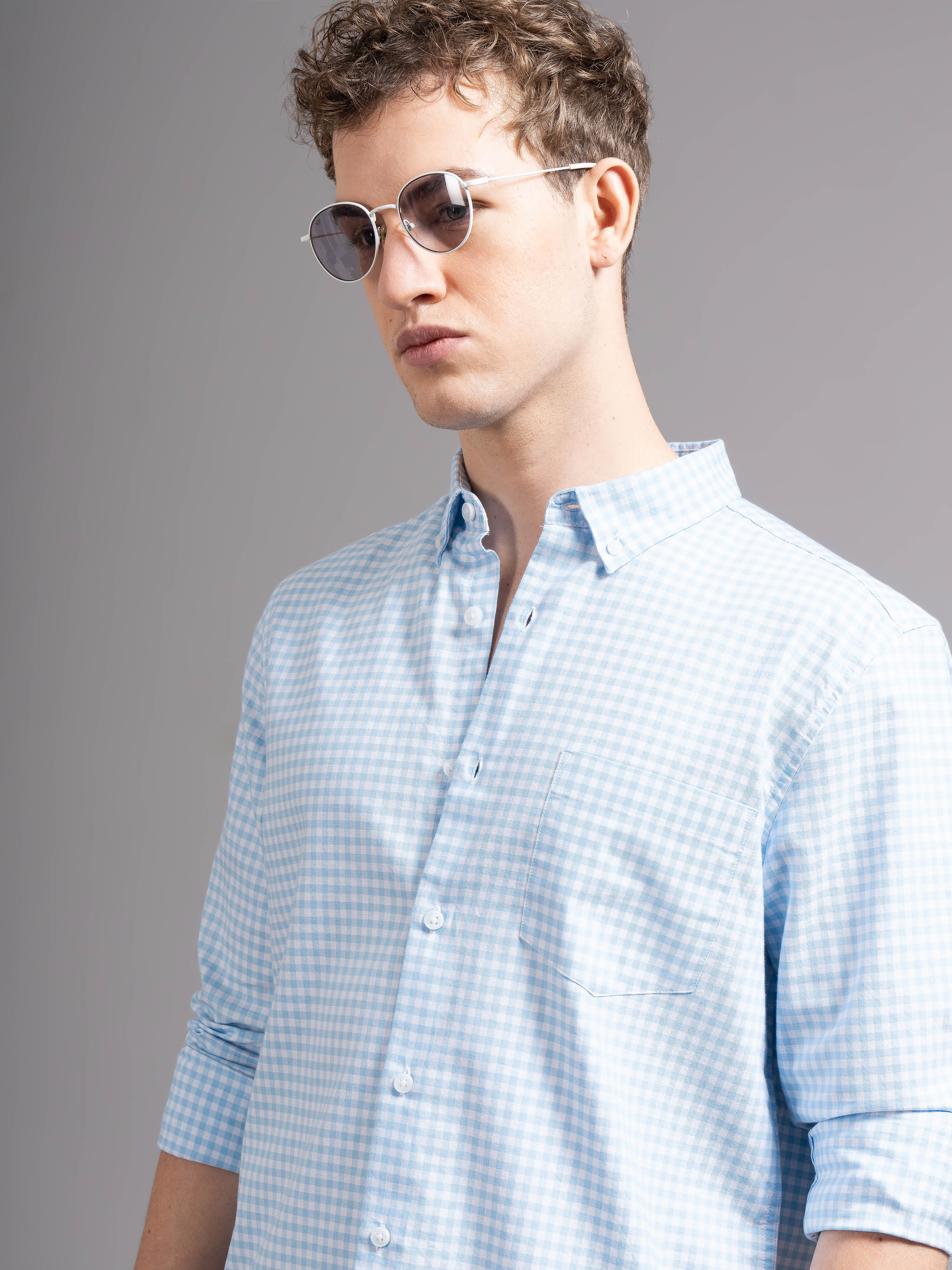 Men Blue Oxford Shirt