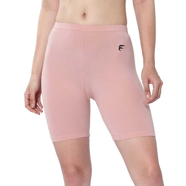 Women Peach Thigh Length Cycling Shorts