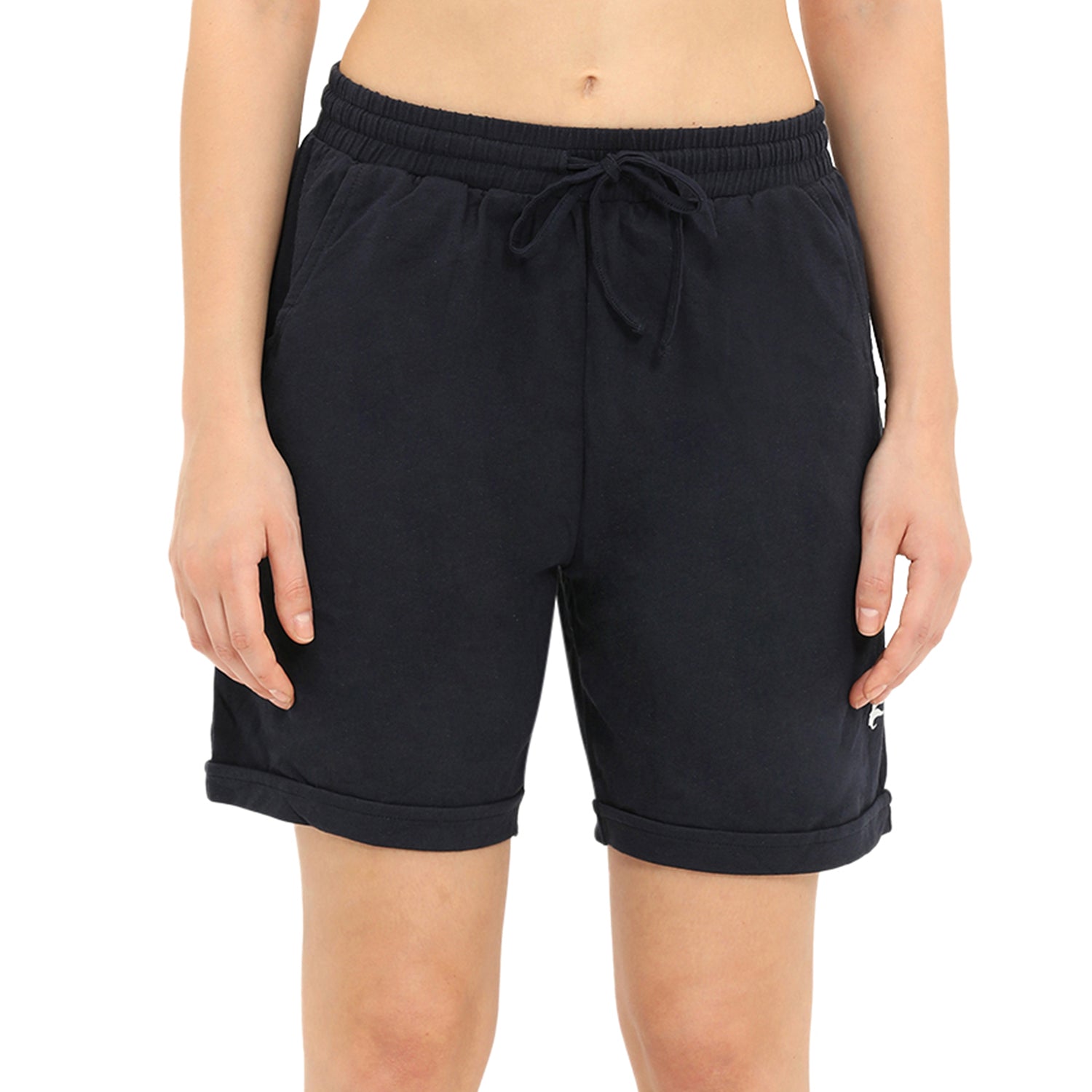 Women Navy Thigh Length Shorts