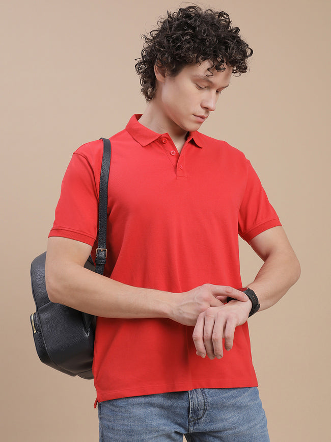 Men Red Regular Fit T-Shirt