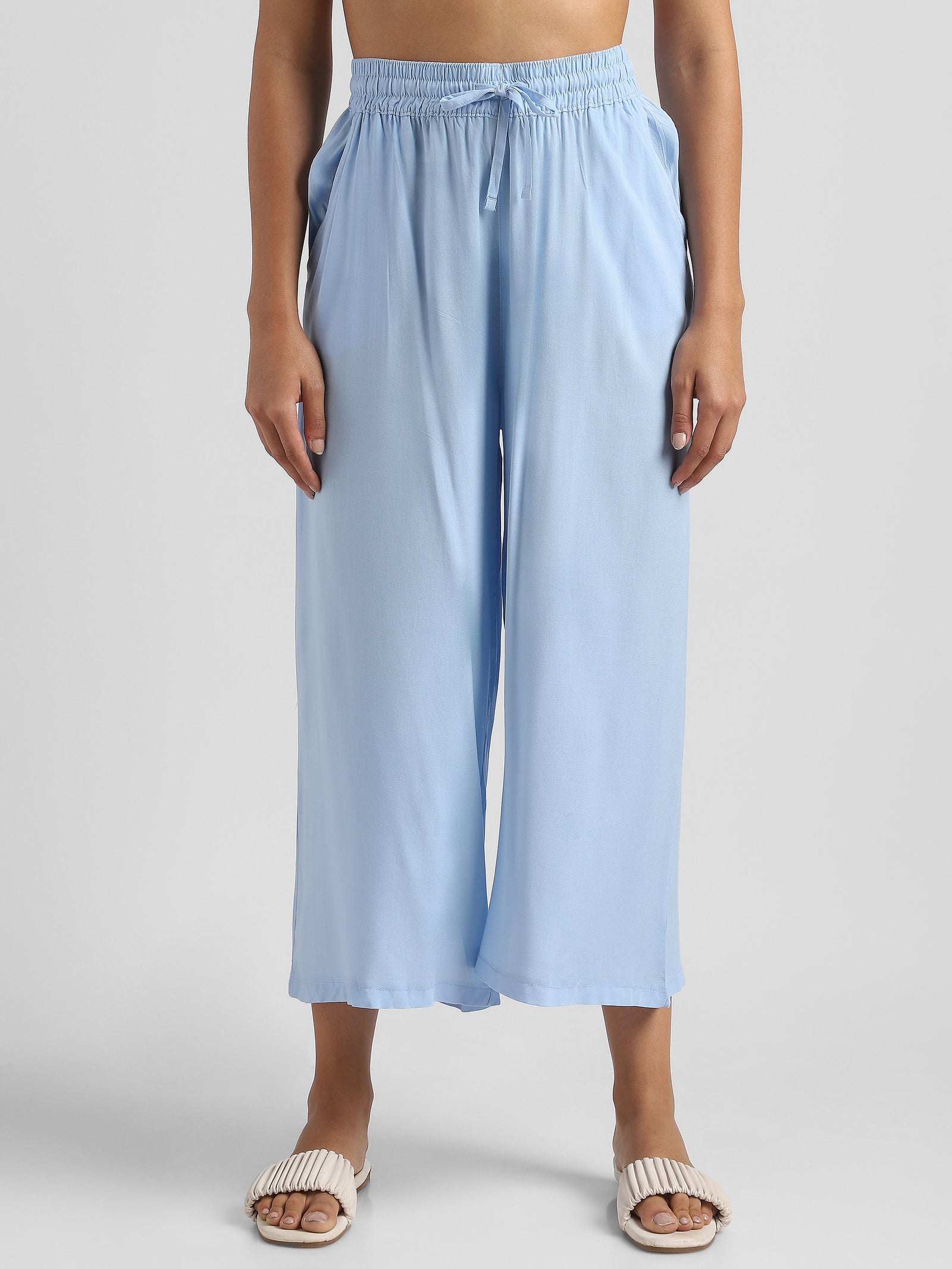 Women Blue Solid Palazzo Pants