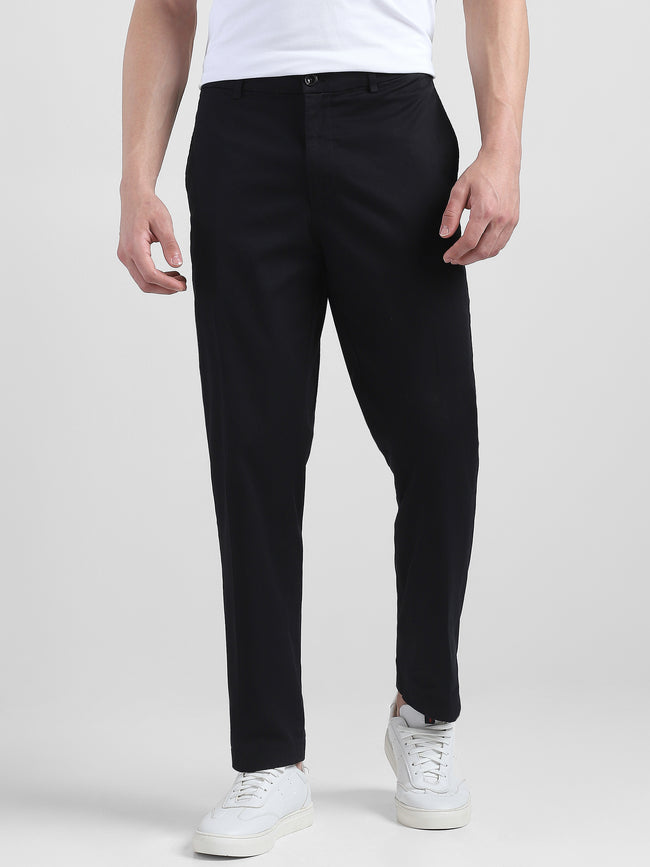 Men Black Semi-Formal Trouser