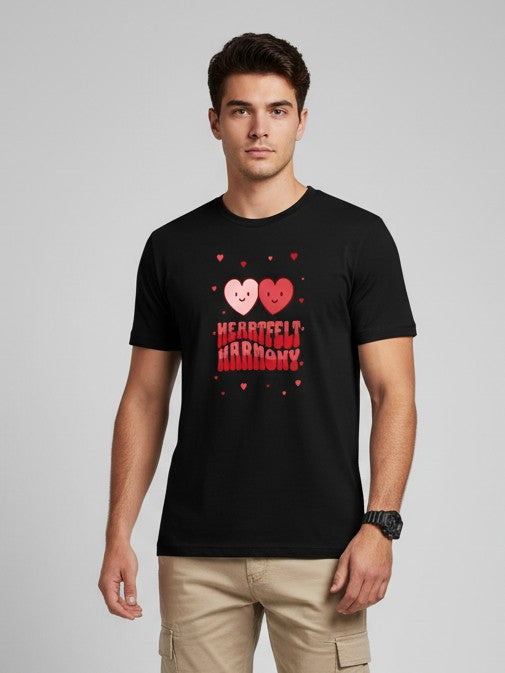 Men Printed Black Cotton Tshirt