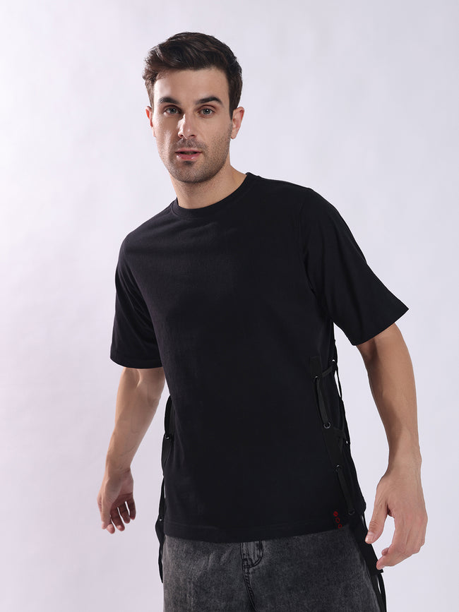 Men Black Cotton Oversized T-Shirt