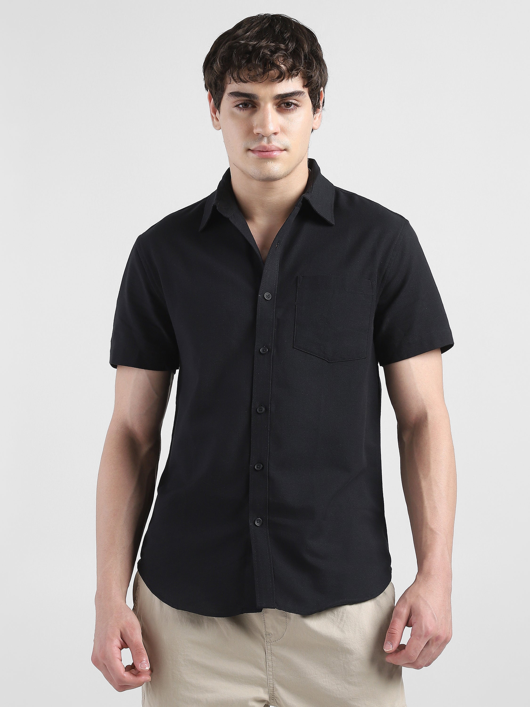 Men Black Regular Fit Shirt