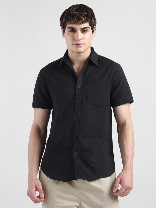 Men Black Regular Fit Shirt