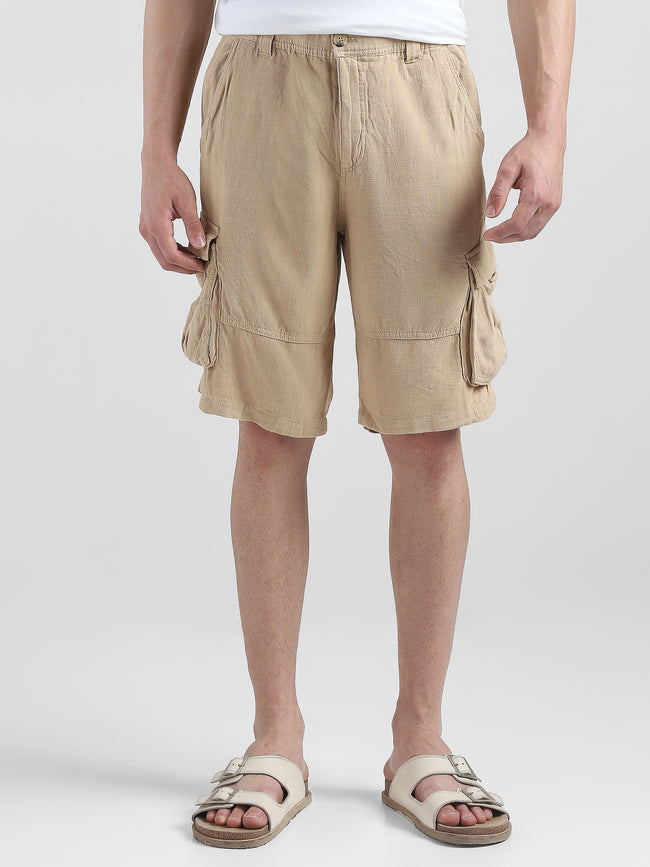 Men Khaki Cargo Shorts