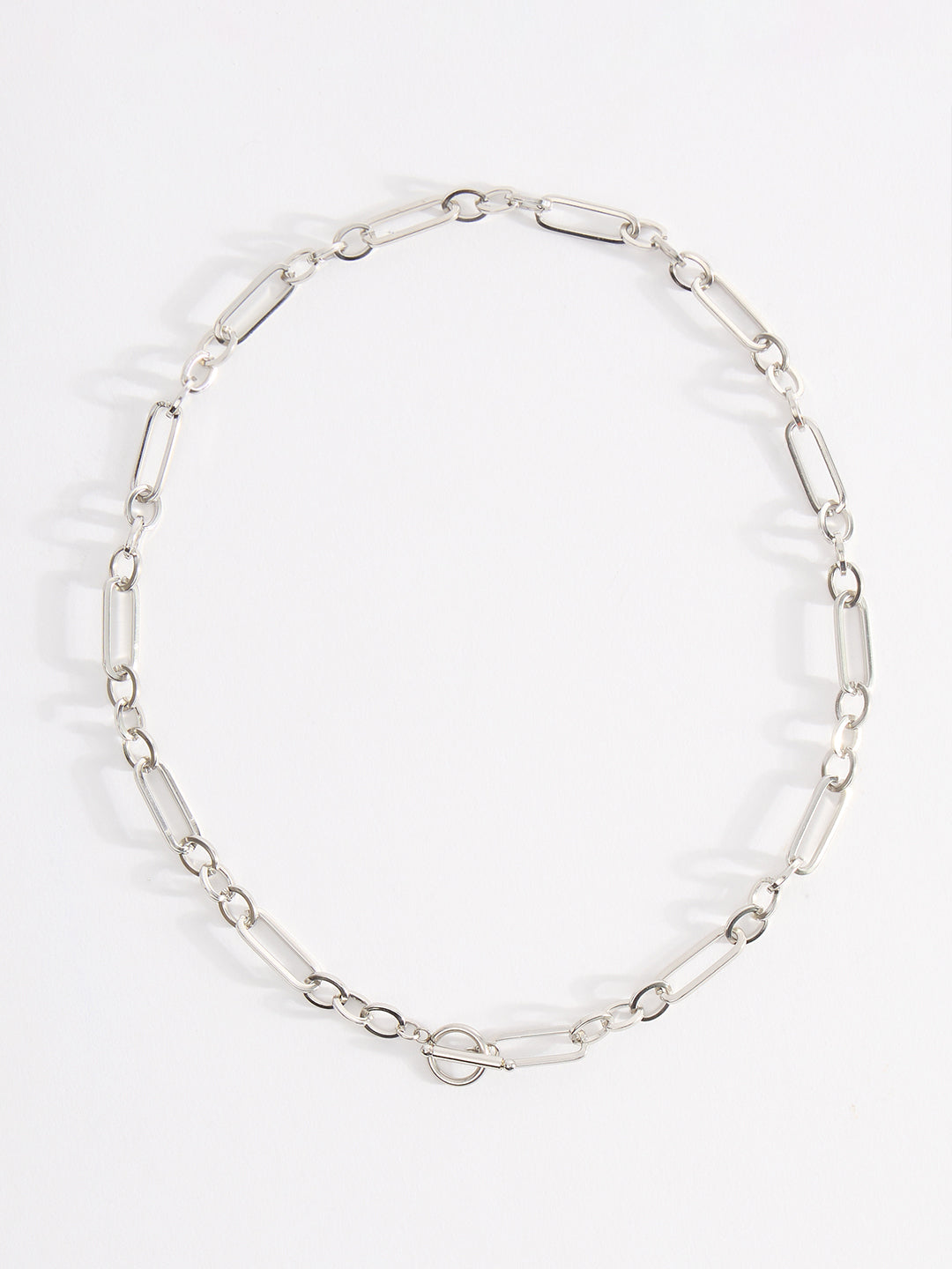 Men Rectangular Link Chain With Toggle Clasp Closure