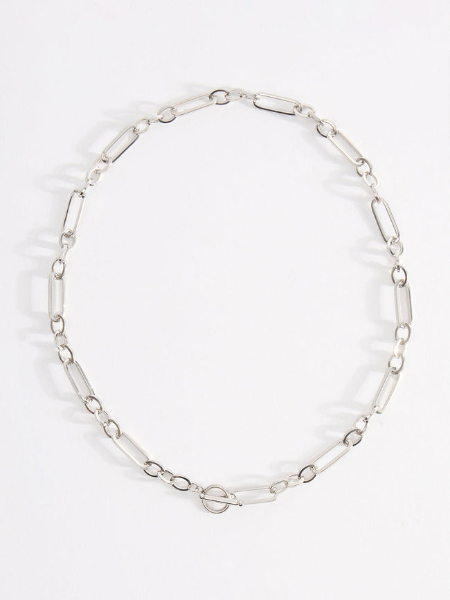 Men Rectangular Link Chain With Toggle Clasp Closure