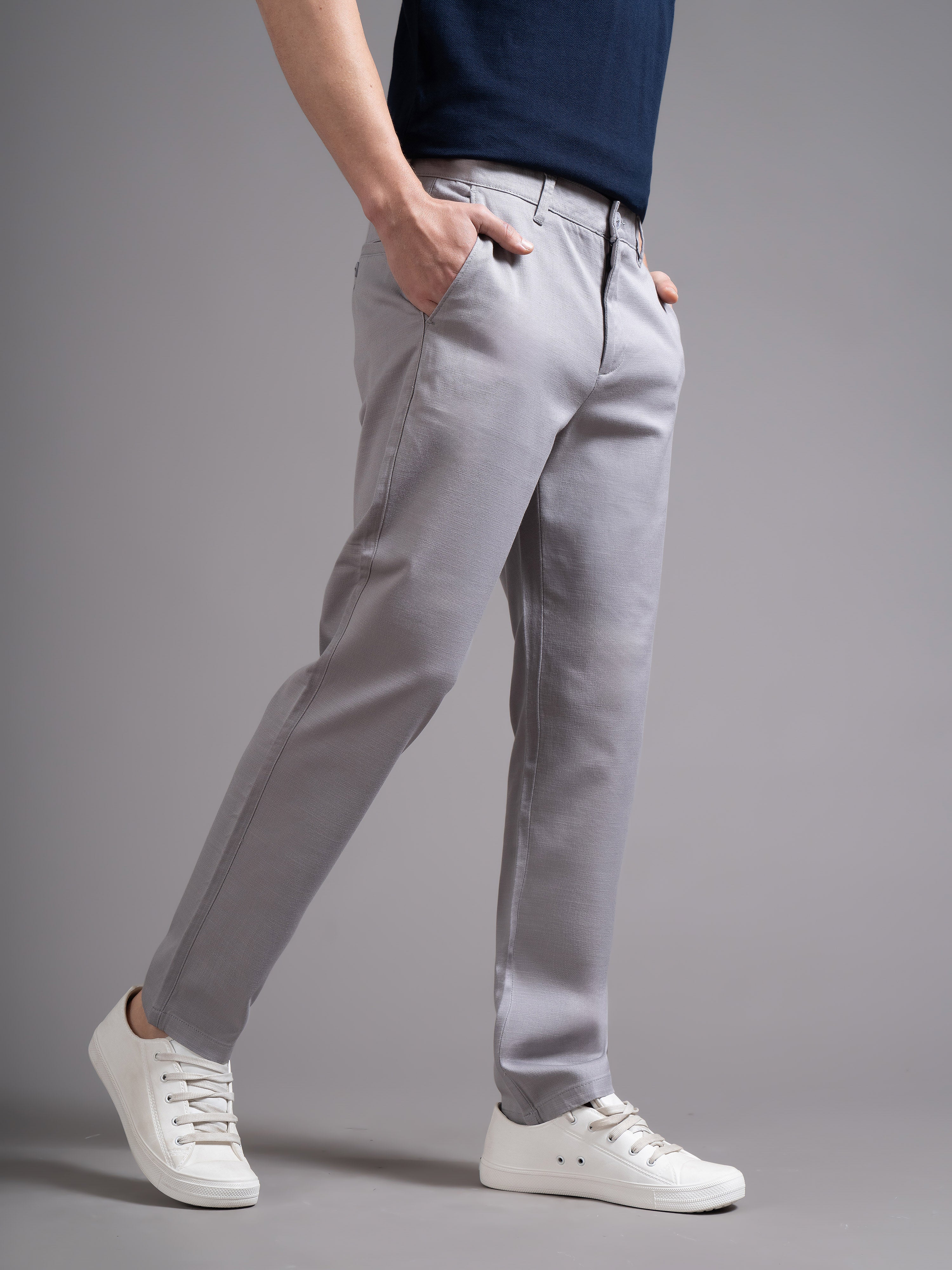 Men Grey Smart Slim Fit Chinos