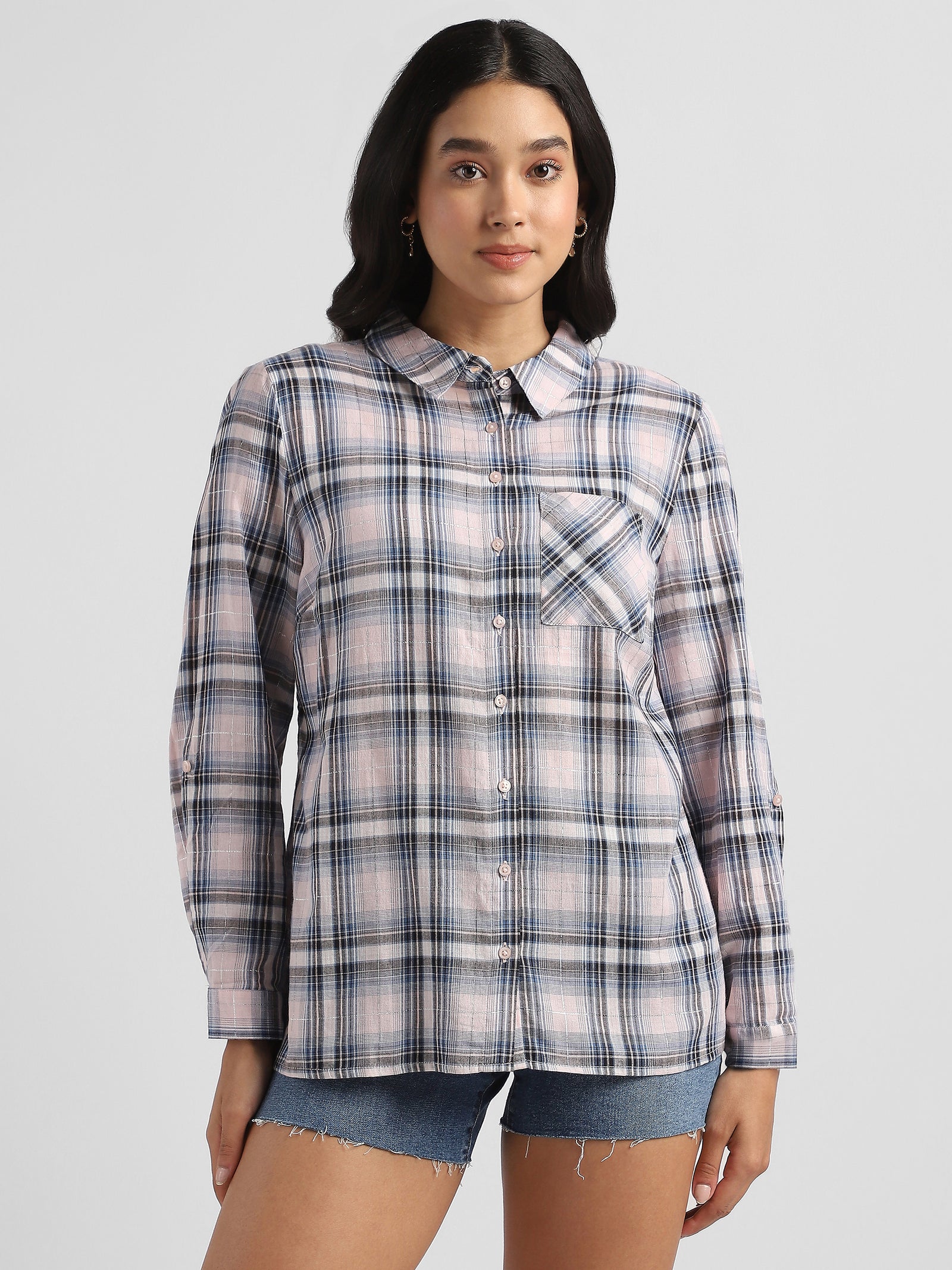 Women Check shirt with pocket