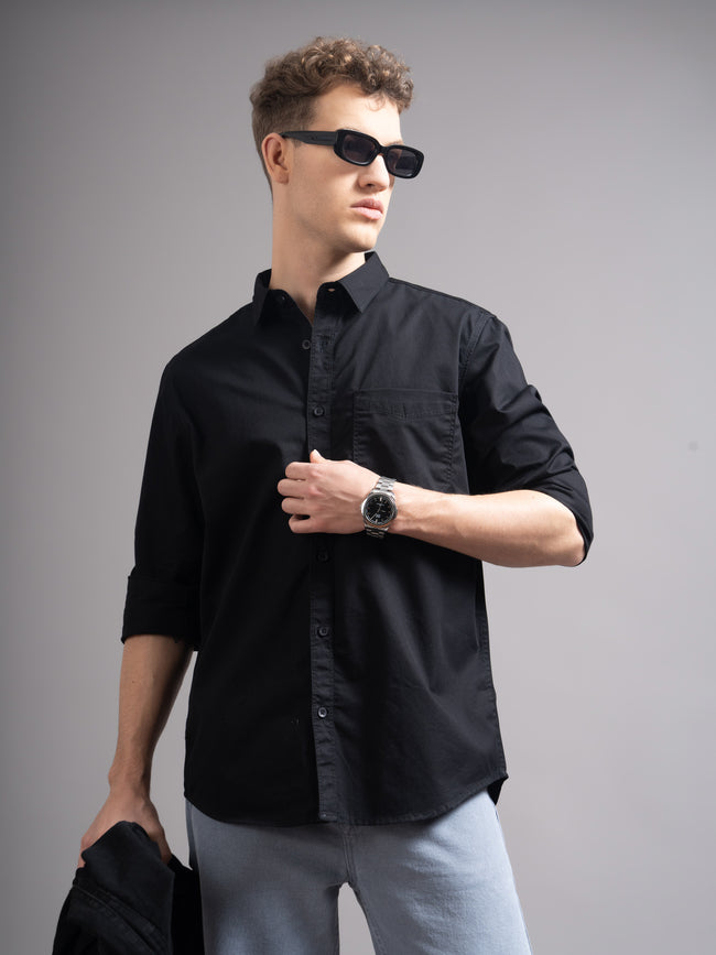 Men Black Twill Shirt