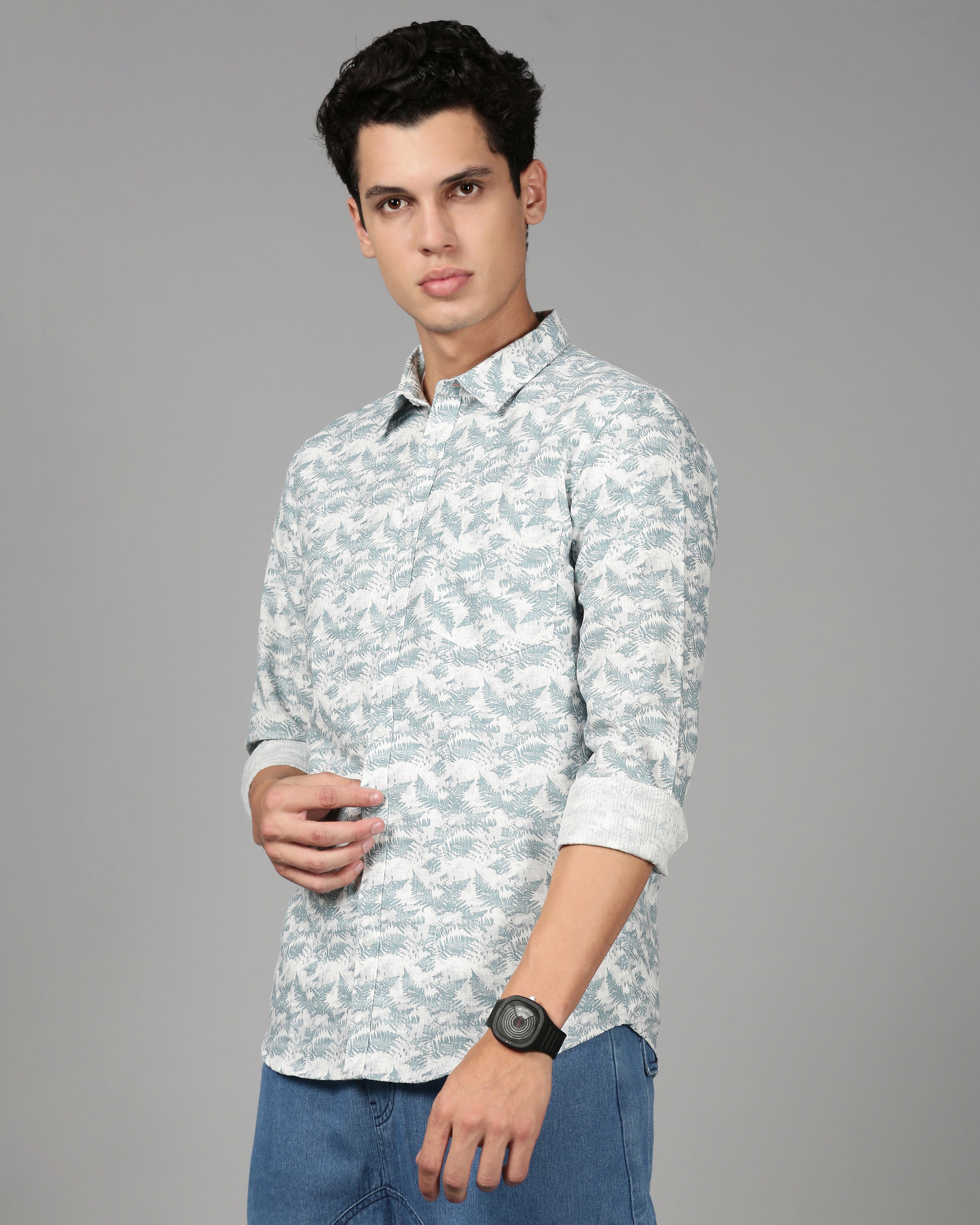 Men Blue Printed Shirt