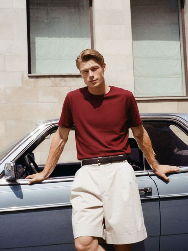Men Maroon Solid Cotton T-shirt