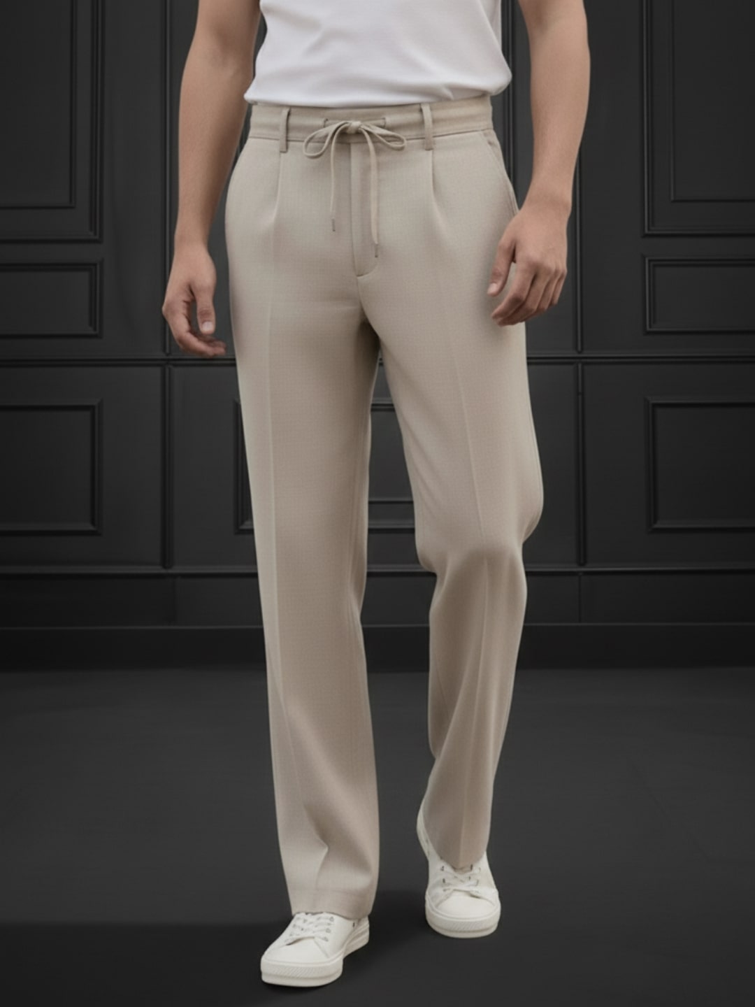 Men Beige Korean Pant