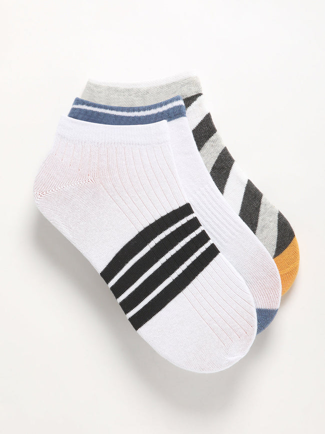 Men Pack of 3 Striped Ankle Length Socks