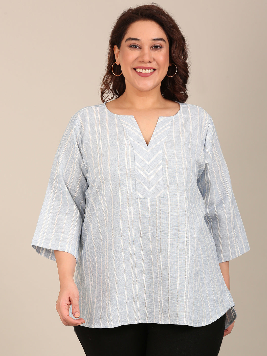 Women Classic Blue Striped Top