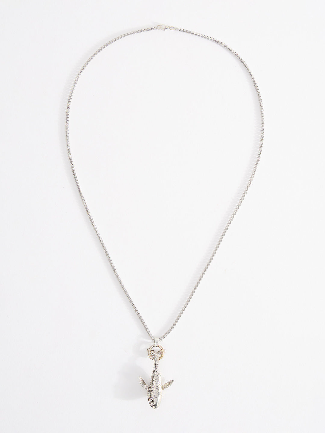 Men Metal chain with Fish pendant and lobster clasp closure