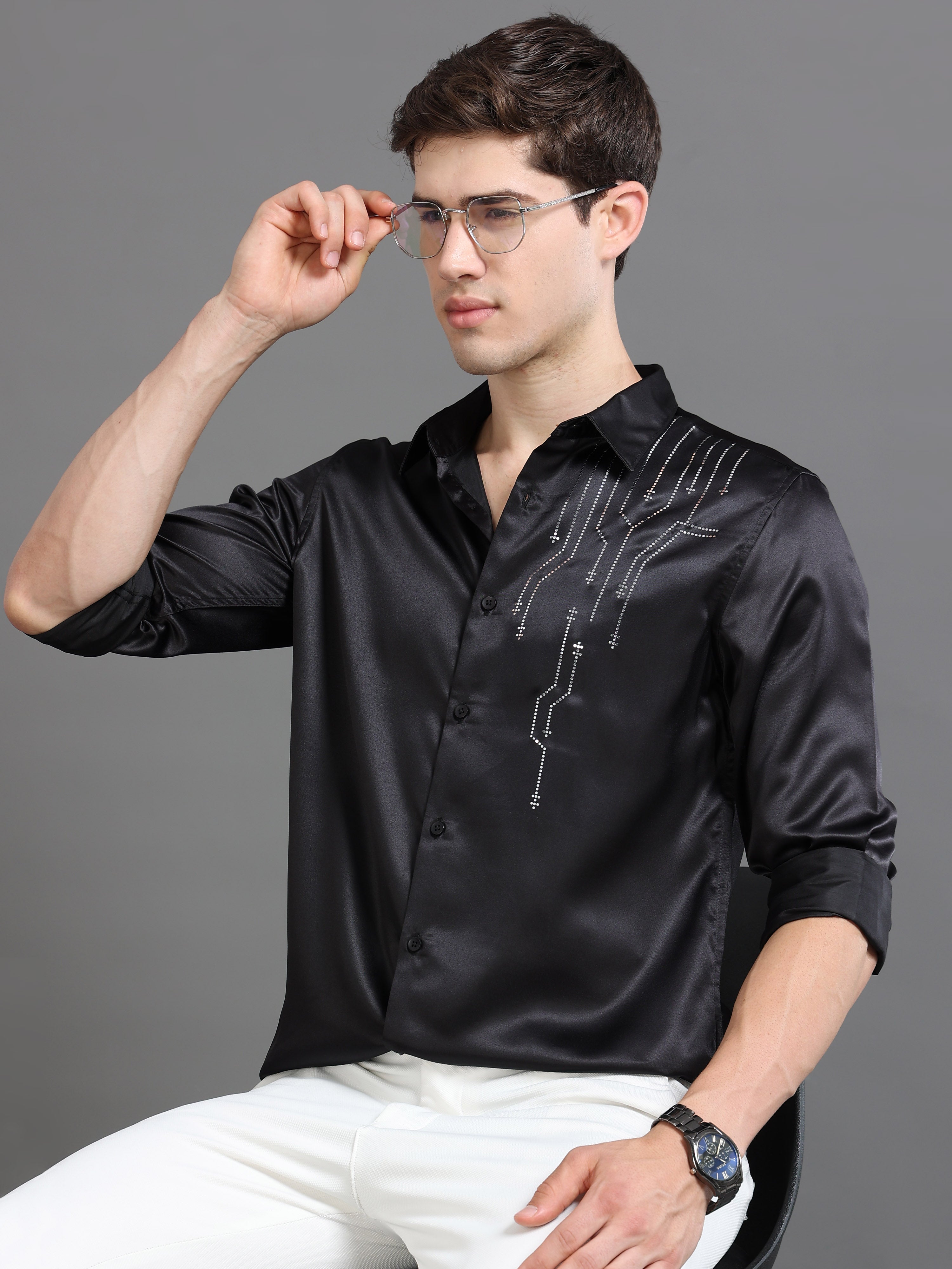 Men Black Printed Shirt