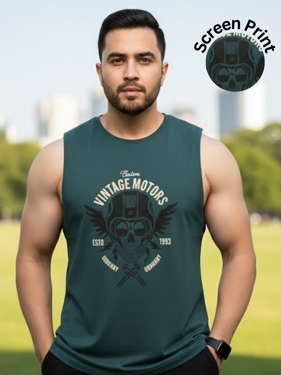 Men Teal Printed T-shirt