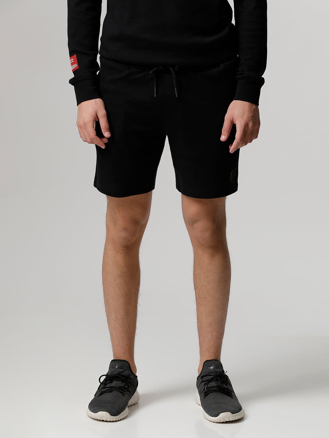 Men Ardor Edition Black Solid Slim Fit Knitted Shorts