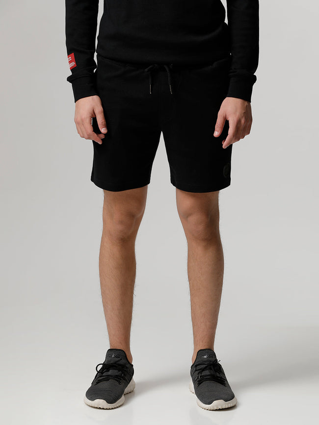 Men Ardor Edition Black Solid Slim Fit Knitted Shorts