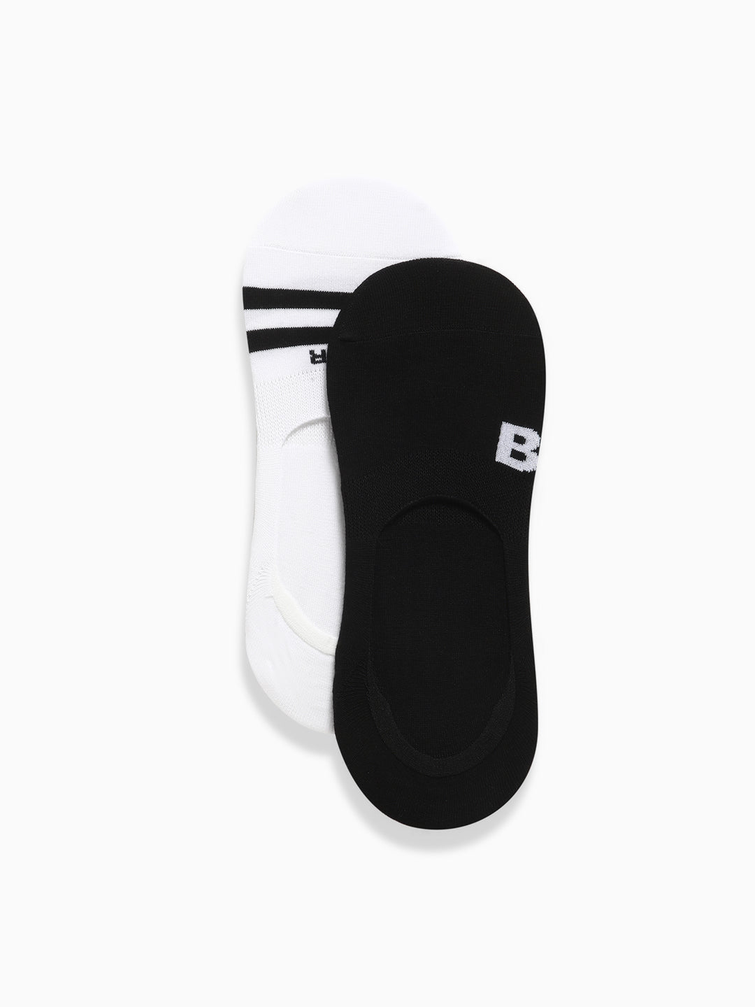 Men White and Black Shoeliner Socks_Pack Of 2