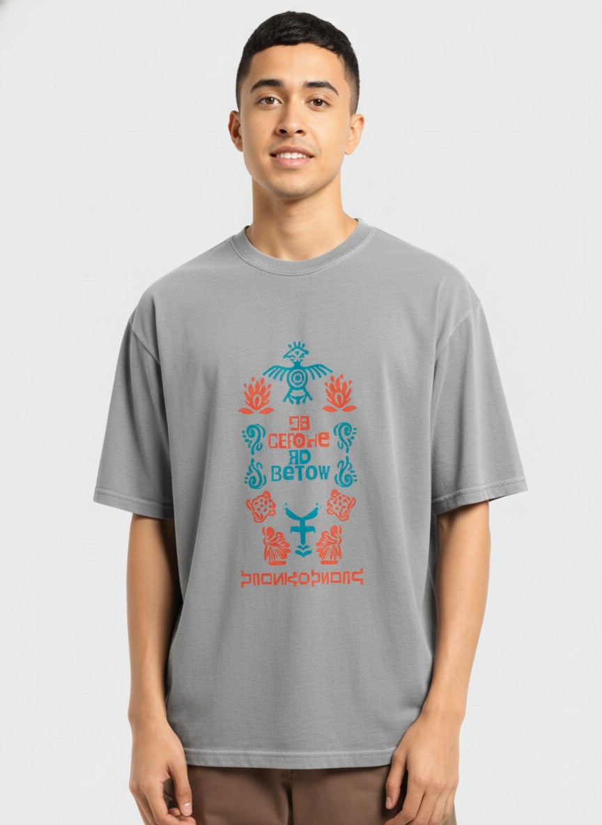 Men Oversized Cotton Tribal T-Shirt