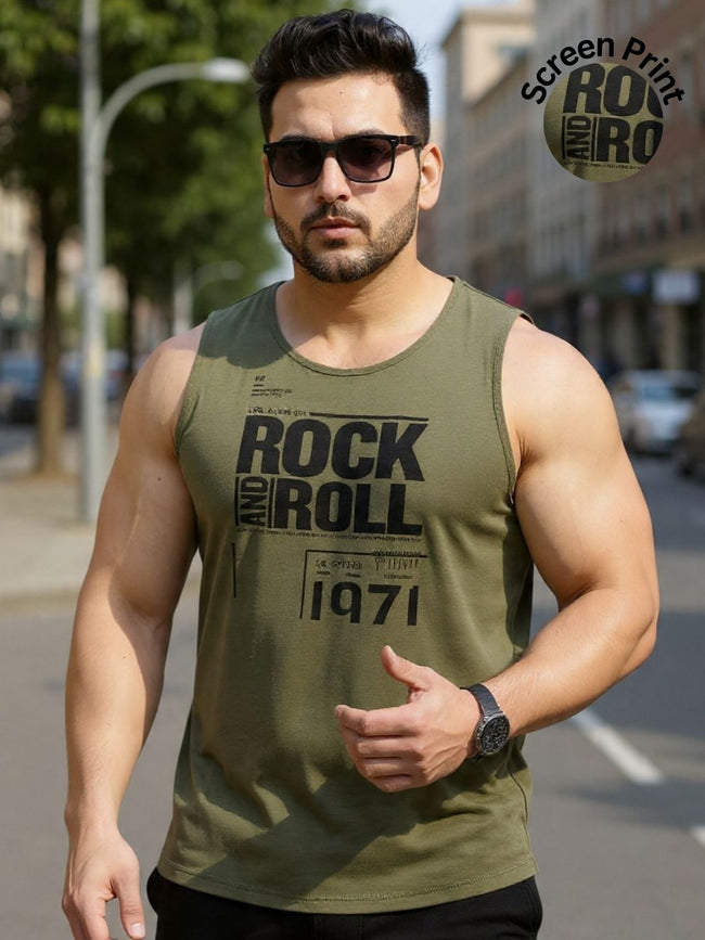 Men Green Printed T-shirt