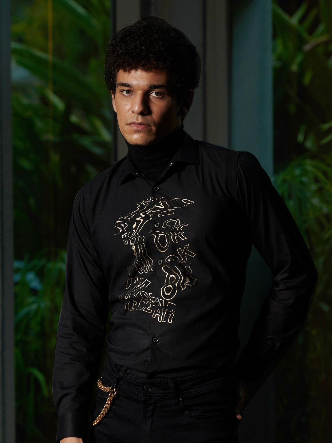 Men Ardor Edition Black Slim Fit Printed Party Shirt