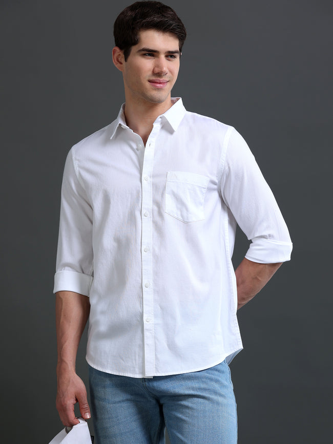 Men White Dobby Shirt