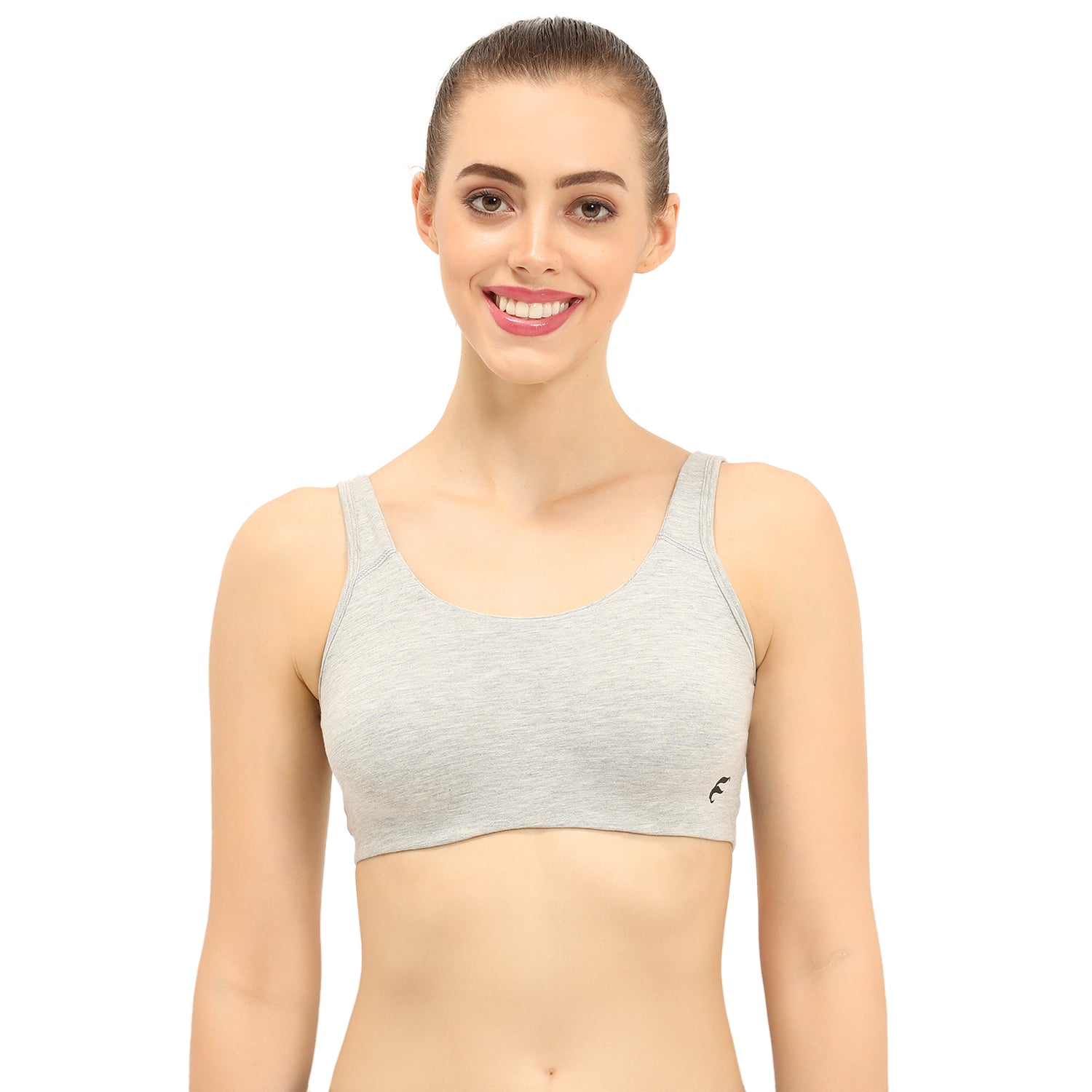 Non-padded Non-wired Full Coverage Slip-on Moulded Double Layered Sports Bra