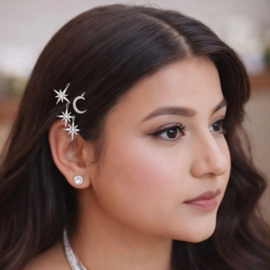 Celestia Golden Star & Moon Hair Pins - Set of 8