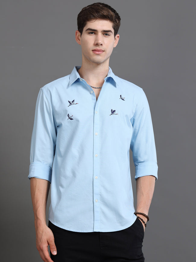 Men Blue Printed Shirt