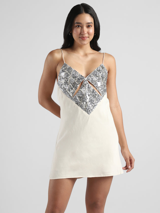 Women Sequence Yoke Cut out dress