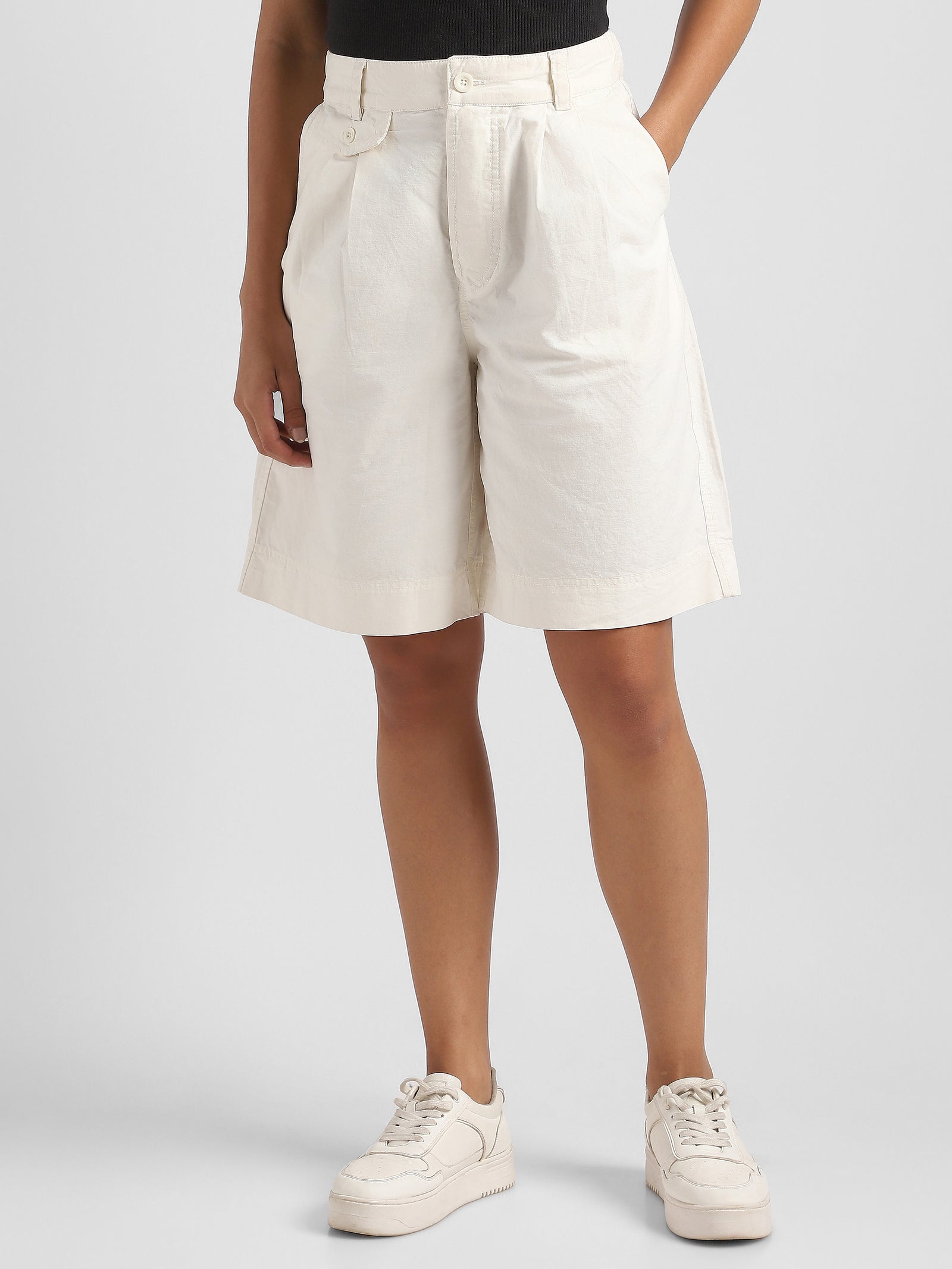 Women White Regular Fit High Waist shorts