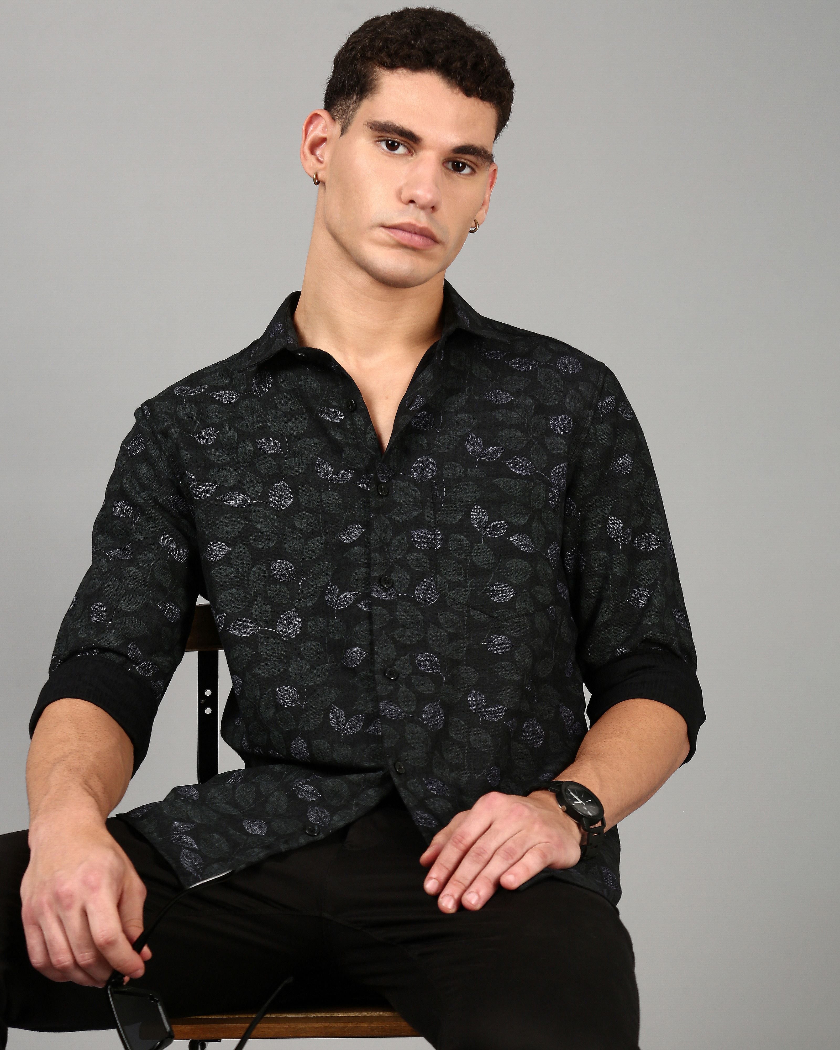 Men Black Slim Fit Shirt