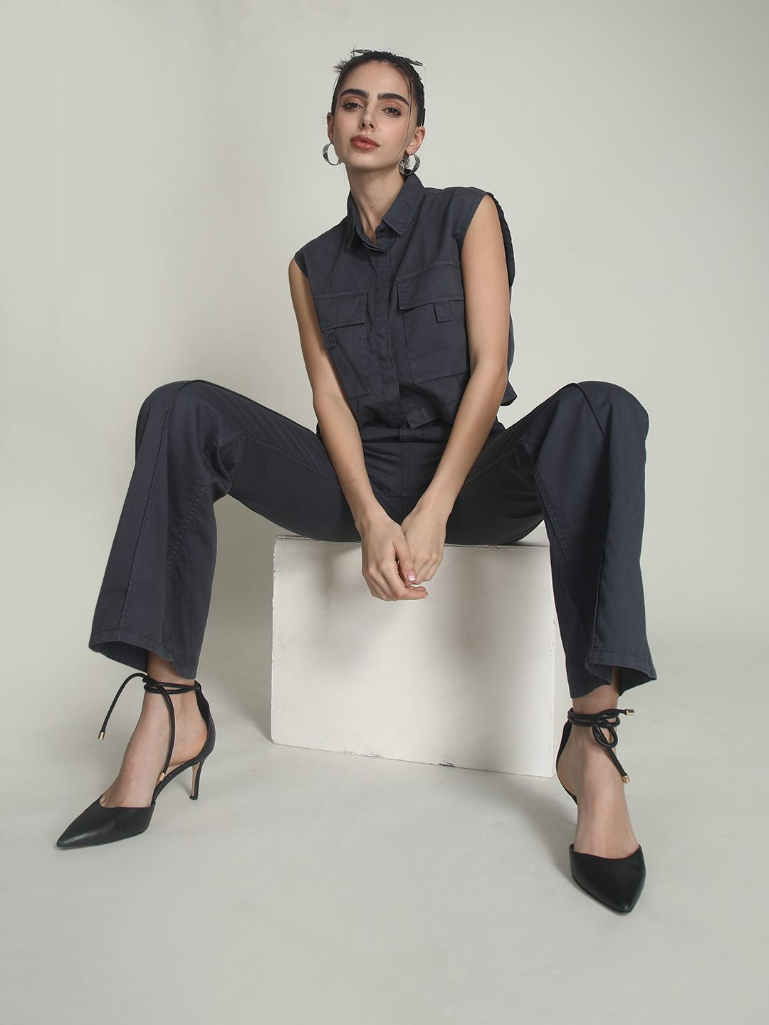 Women Classic Loose Fit High-Rise Trousers