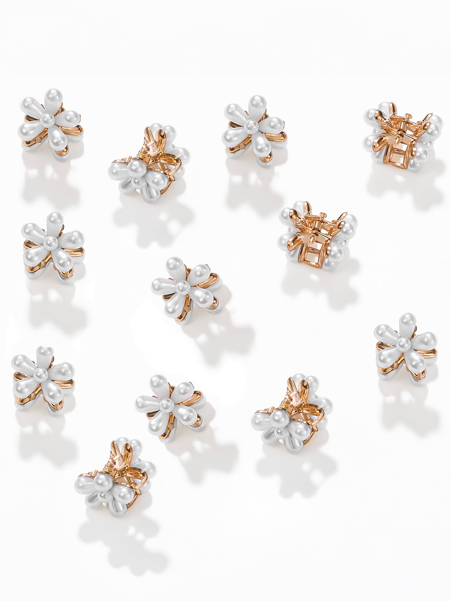 White Flower Hair Pins Set of 10