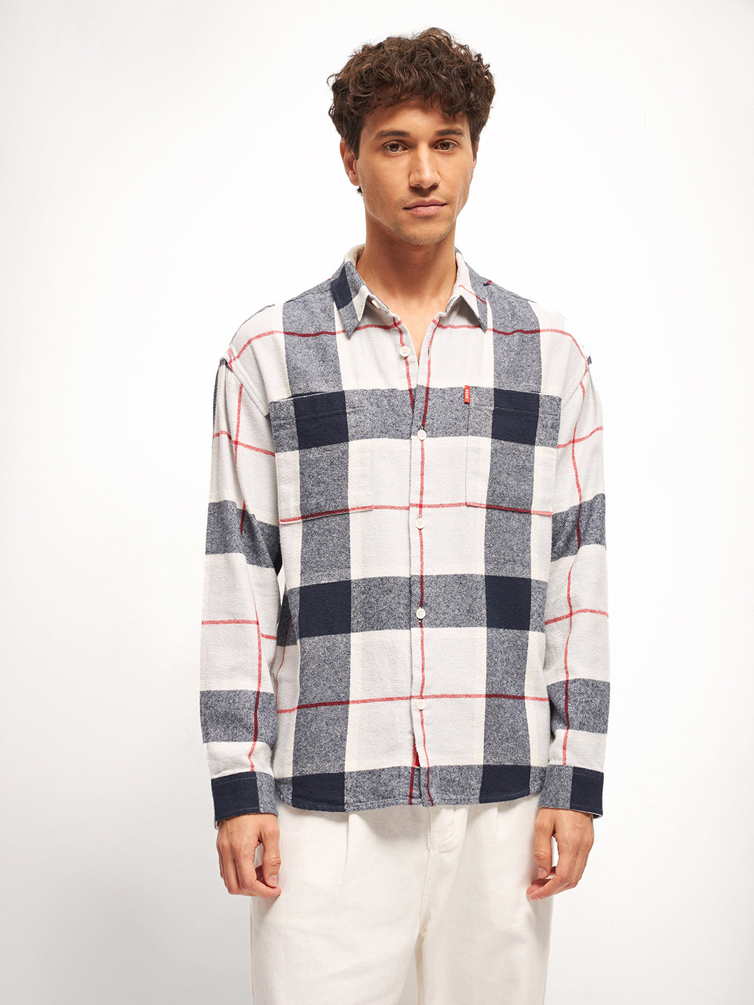 Men Multi-Color Checked Flannel Relax Fit Overshirt
