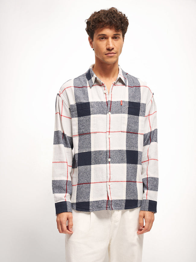 Men Multi-Color Checked Flannel Relax Fit Overshirt